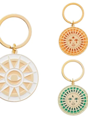 Sun and Moon Celestial Design Custom Zinc Alloy Metal Keychain for Bags and Keys
