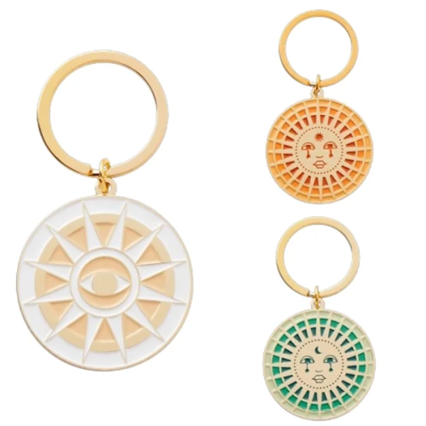 Sun and Moon Celestial Design Custom Zinc Alloy Metal Keychain for Bags and Keys